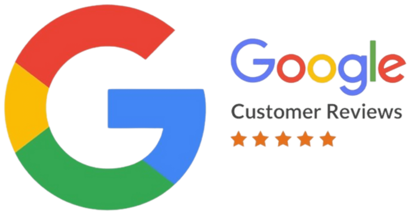 Google Customer Reviews logo featuring the colorful "G" icon and the words "Google Customer Reviews" with five orange stars below the text.